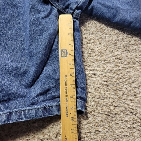 Wrangler Denim Shorts Mens 48 Carpenter Workwear Relaxed Dark Wash Distressed - Picture 6 of 8